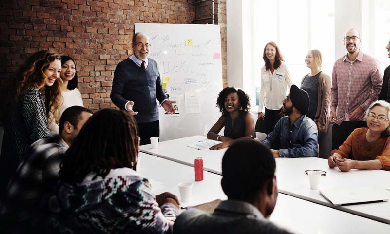 Employees in a meeting